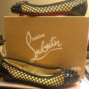 Christian Louboutin Mix Mesh Spiked Flat